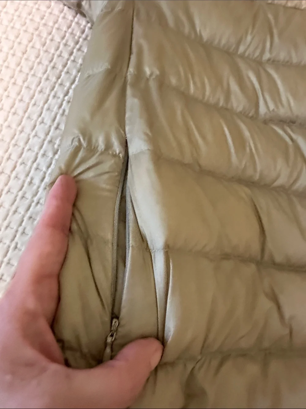 Martha Stewart Short Sleeve Puffer Vest in Light Taupe - Picture 2 of 8